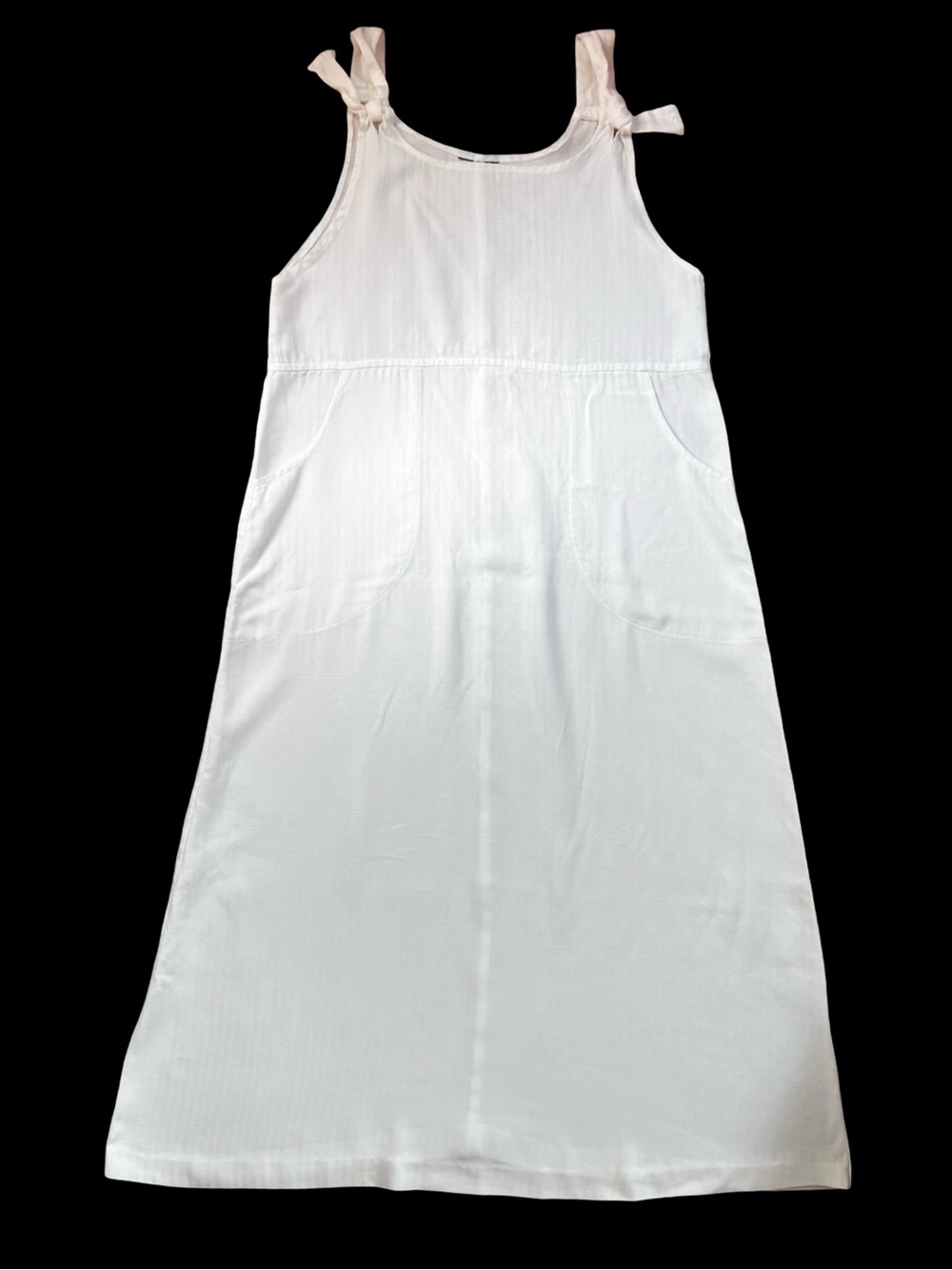 Effortless White Tie-Shoulder Maxi Dress with Pockets